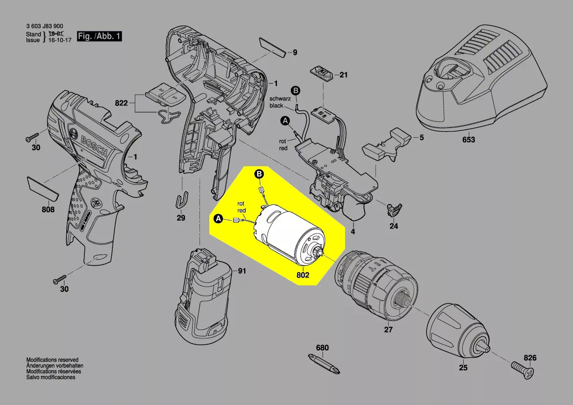 Moteur 12V réf. 2 609 006 657 Bosch